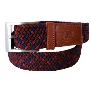 Gentlemens Hardware Belt Mens Burgundy Navy Woven Leather preppy Ivy League